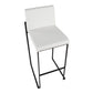 Fuji Contemporary High Back Barstool in Black Steel and White Faux Leather By LumiSource - Set of 2 | Bar Stools | Modishstore - 3