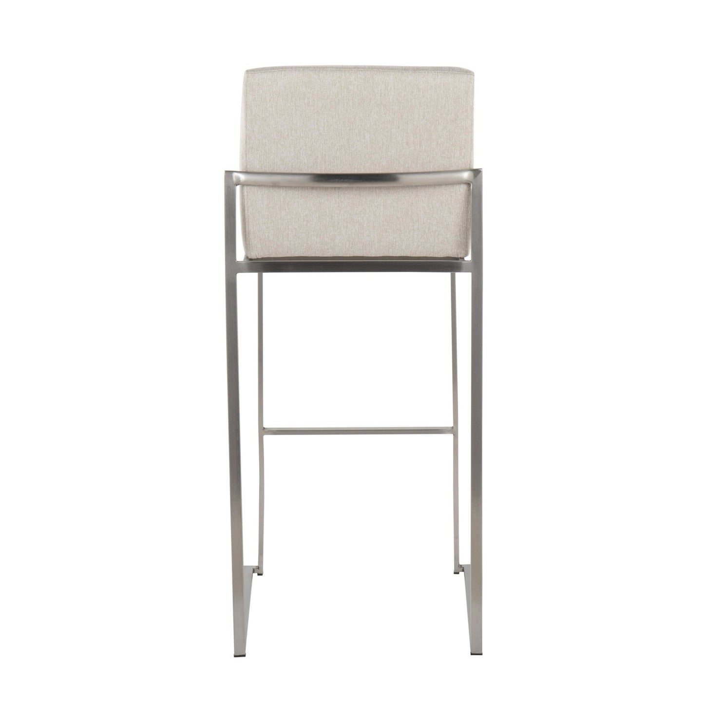 Fuji Contemporary High Back Barstool in Stainless Steel and Beige Fabric By LumiSource - Set of 2 | Bar Stools | Modishstore - 8