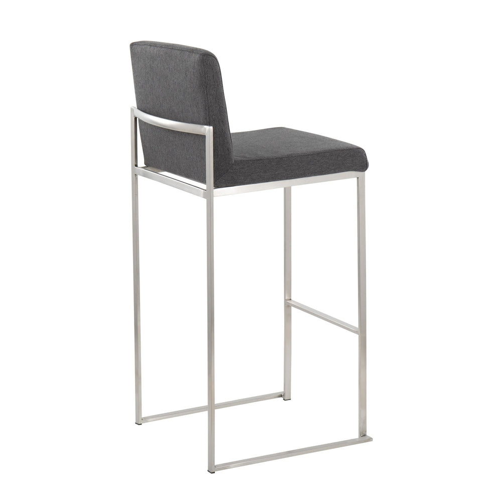 Fuji Contemporary High Back Barstool in Stainless Steel and Beige Fabric By LumiSource - Set of 2 | Bar Stools | Modishstore - 15