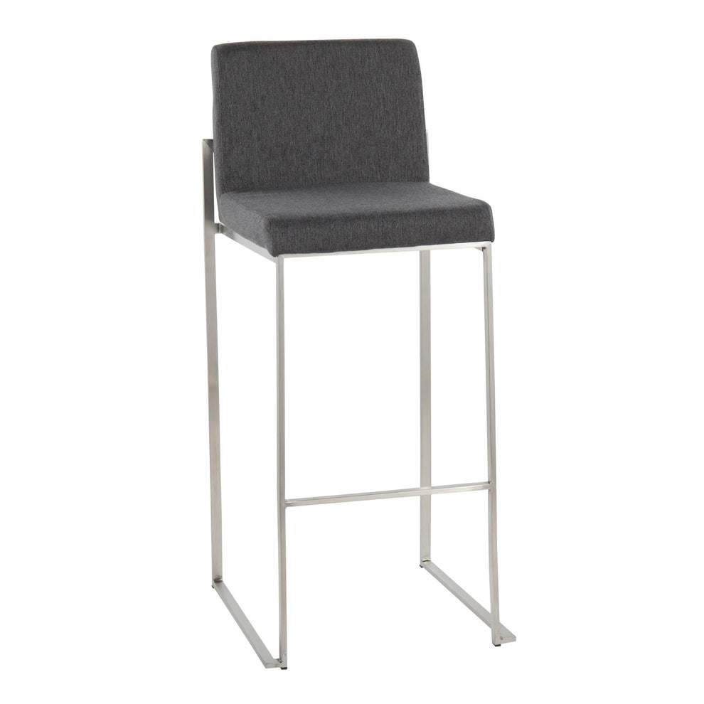Fuji Contemporary High Back Barstool in Stainless Steel and Beige Fabric By LumiSource - Set of 2 | Bar Stools | Modishstore - 13