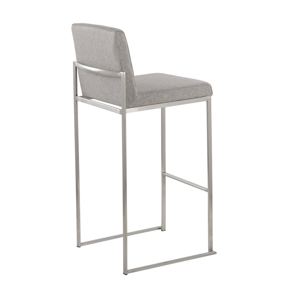 Fuji Contemporary High Back Barstool in Stainless Steel and Beige Fabric By LumiSource - Set of 2 | Bar Stools | Modishstore - 23