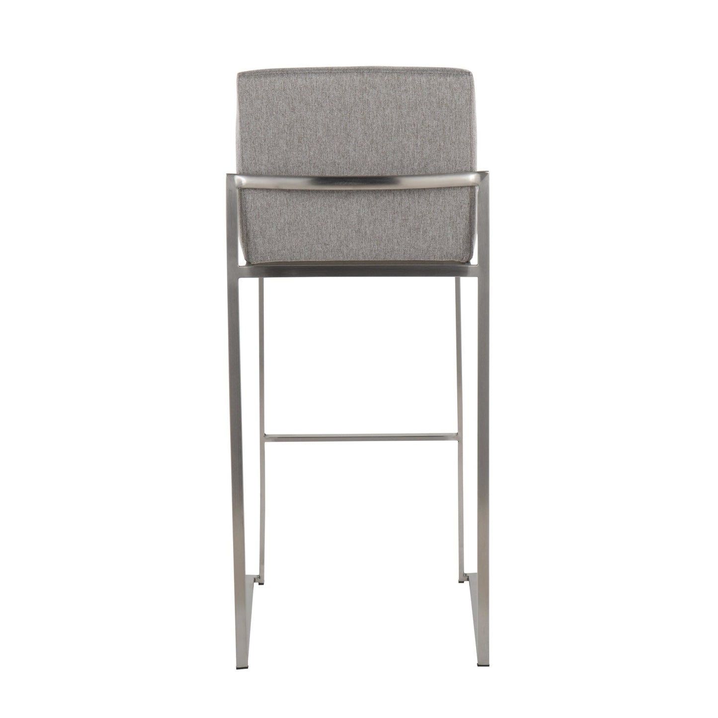 Fuji Contemporary High Back Barstool in Stainless Steel and Beige Fabric By LumiSource - Set of 2 | Bar Stools | Modishstore - 24