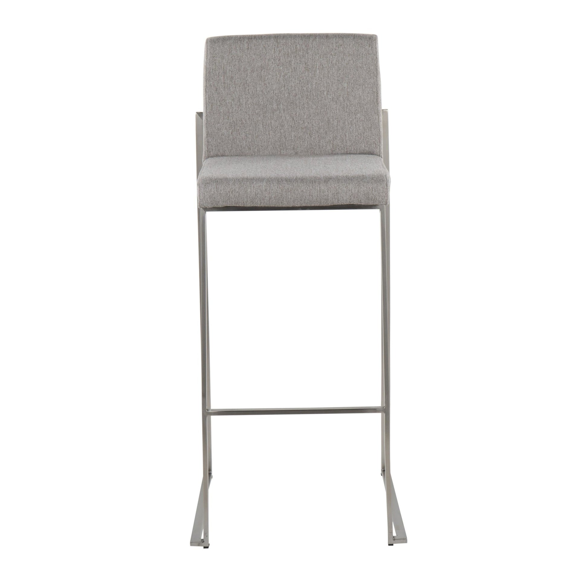 Fuji Contemporary High Back Barstool in Stainless Steel and Beige Fabric By LumiSource - Set of 2 | Bar Stools | Modishstore - 18