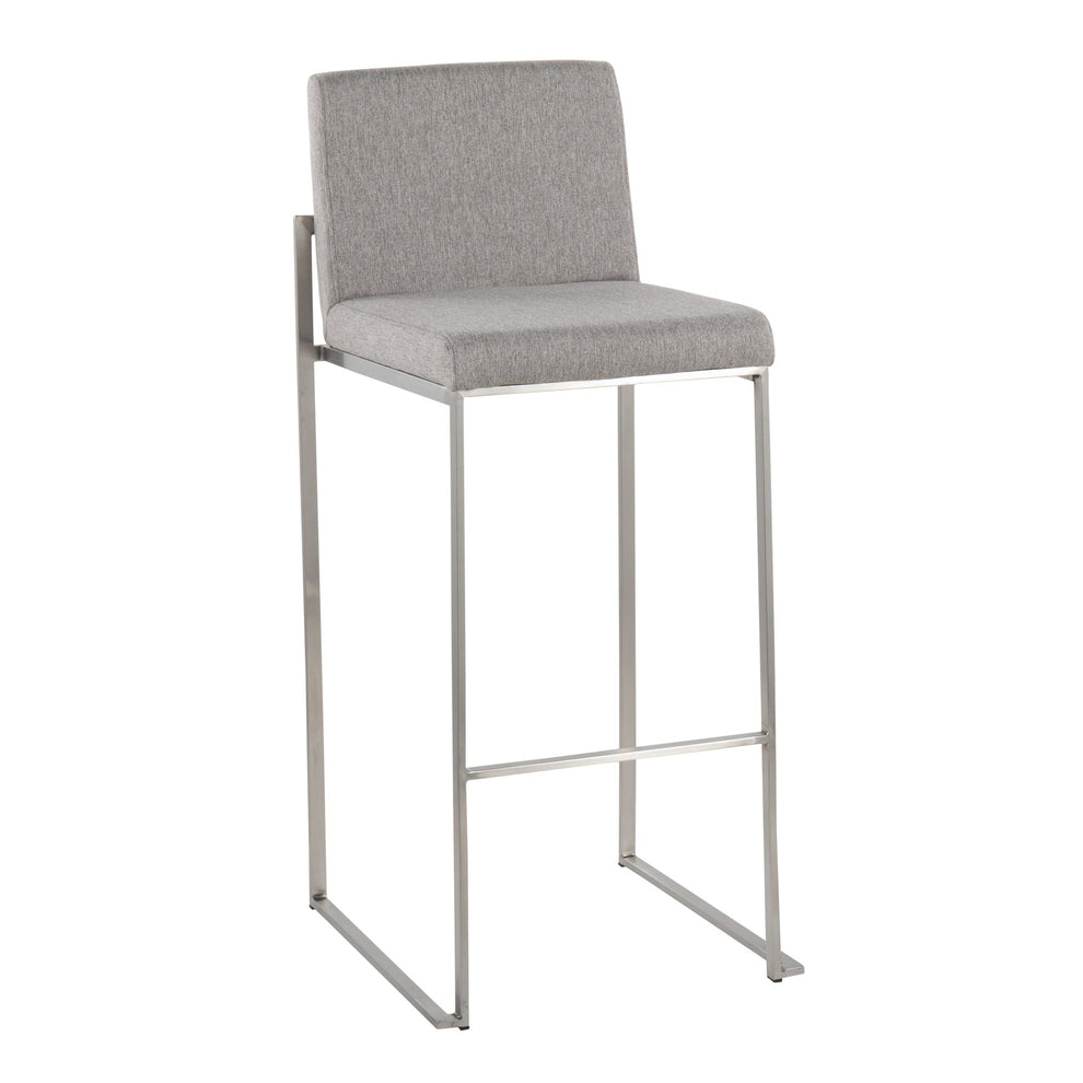 Fuji Contemporary High Back Barstool in Stainless Steel and Beige Fabric By LumiSource - Set of 2 | Bar Stools | Modishstore - 21