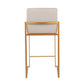 Fuji Contemporary High Back Counter Stool in Gold Steel and Beige Fabric By LumiSource - Set of 2 | Counter Stools | Modishstore - 8