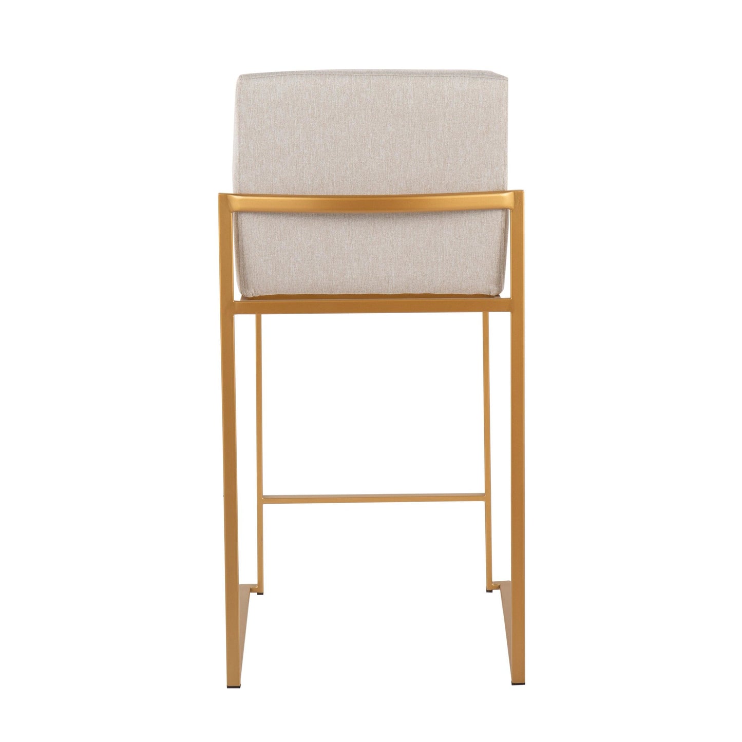 Fuji Contemporary High Back Counter Stool in Gold Steel and Beige Fabric By LumiSource - Set of 2 | Counter Stools | Modishstore - 8