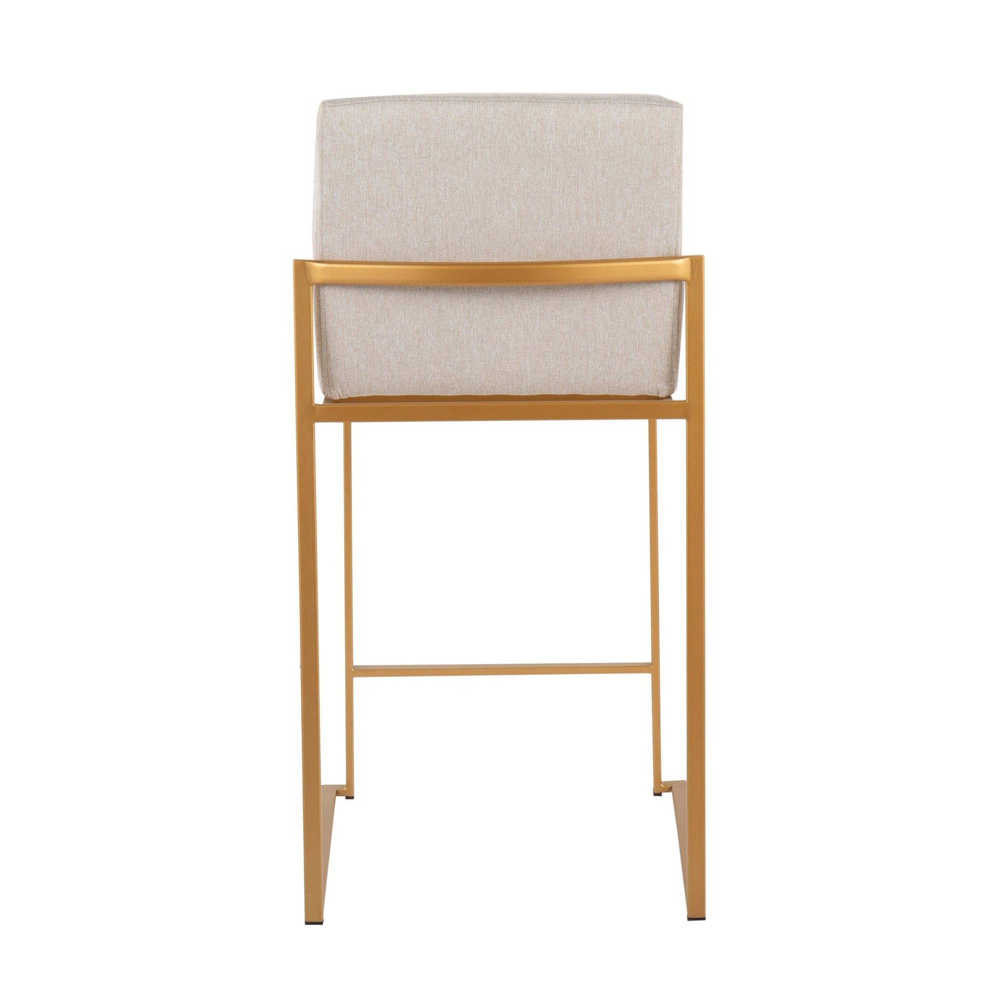 Fuji Contemporary High Back Counter Stool in Gold Steel and Beige Fabric By LumiSource - Set of 2 | Counter Stools | Modishstore - 8