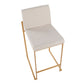 Fuji Contemporary High Back Counter Stool in Gold Steel and Beige Fabric By LumiSource - Set of 2 | Counter Stools | Modishstore - 3