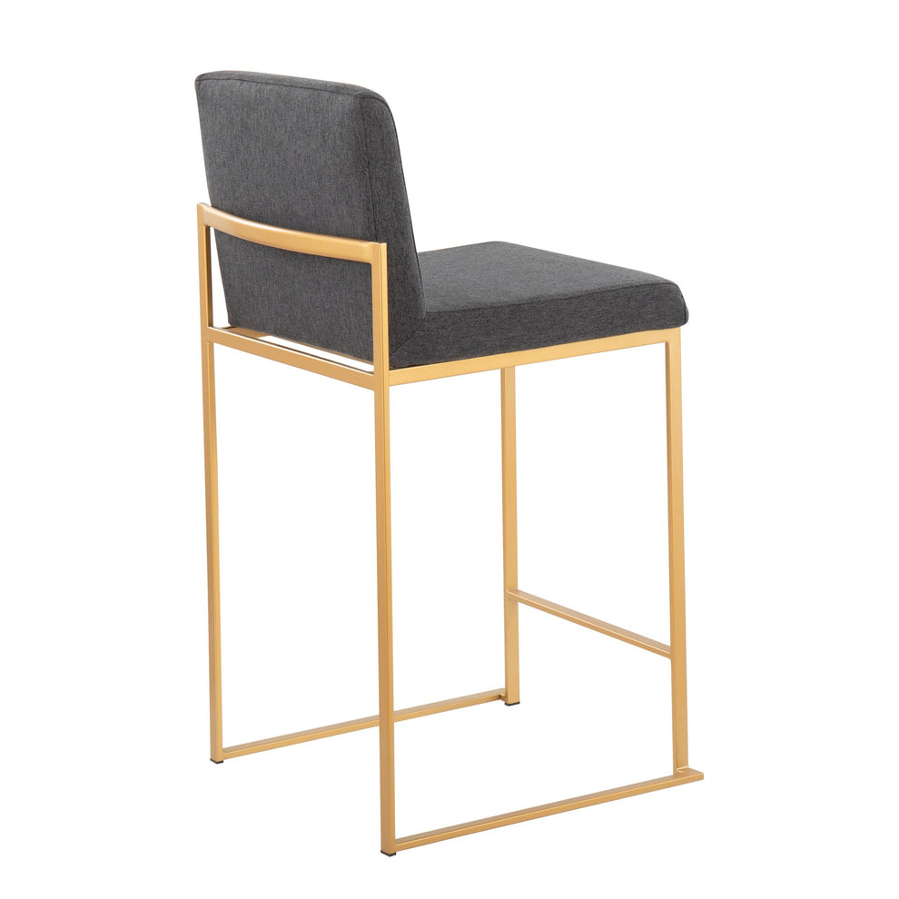 Fuji Contemporary High Back Counter Stool in Gold Steel and Beige Fabric By LumiSource - Set of 2 | Counter Stools | Modishstore - 15