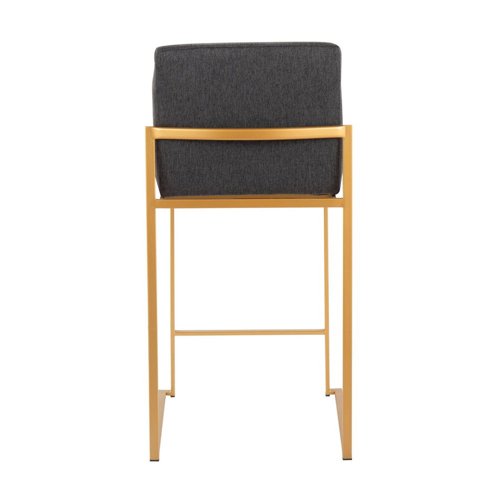 Fuji Contemporary High Back Counter Stool in Gold Steel and Beige Fabric By LumiSource - Set of 2 | Counter Stools | Modishstore - 16