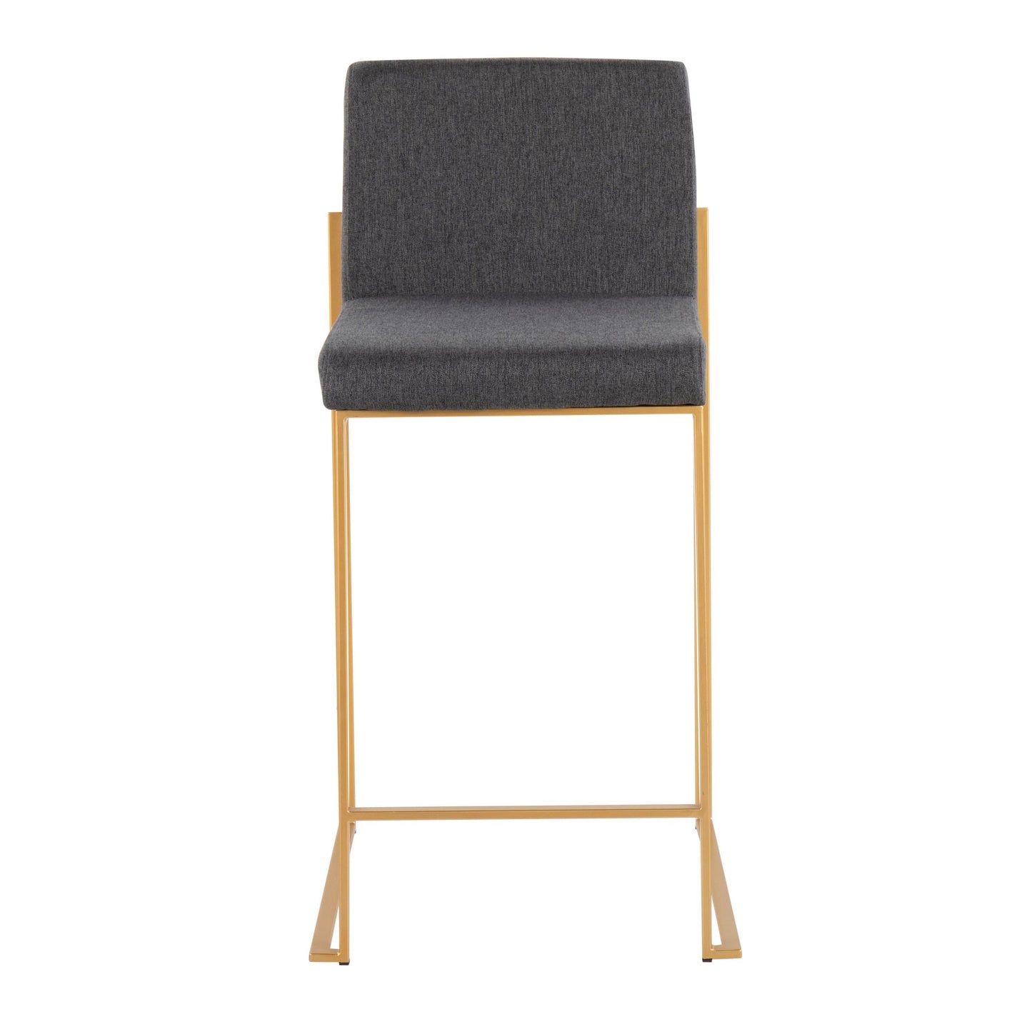 Fuji Contemporary High Back Counter Stool in Gold Steel and Beige Fabric By LumiSource - Set of 2 | Counter Stools | Modishstore - 10