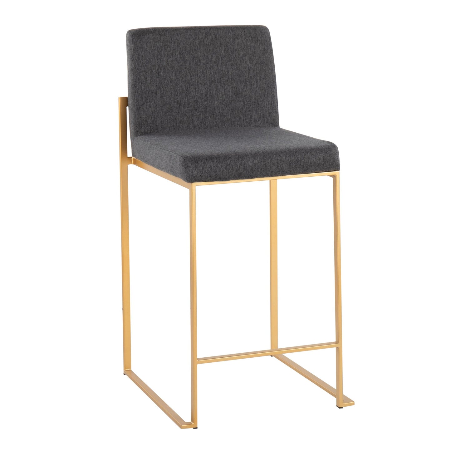 Fuji Contemporary High Back Counter Stool in Gold Steel and Beige Fabric By LumiSource - Set of 2 | Counter Stools | Modishstore - 13