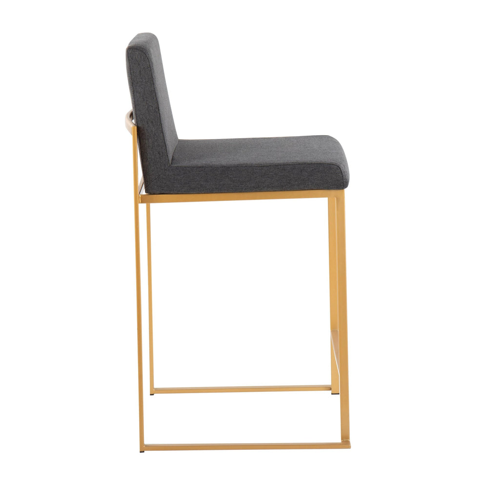 Fuji Contemporary High Back Counter Stool in Gold Steel and Beige Fabric By LumiSource - Set of 2 | Counter Stools | Modishstore - 14