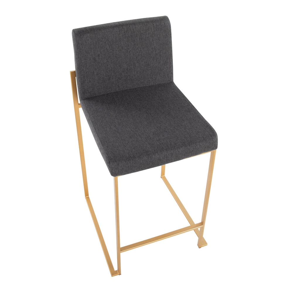 Fuji Contemporary High Back Counter Stool in Gold Steel and Beige Fabric By LumiSource - Set of 2 | Counter Stools | Modishstore - 11