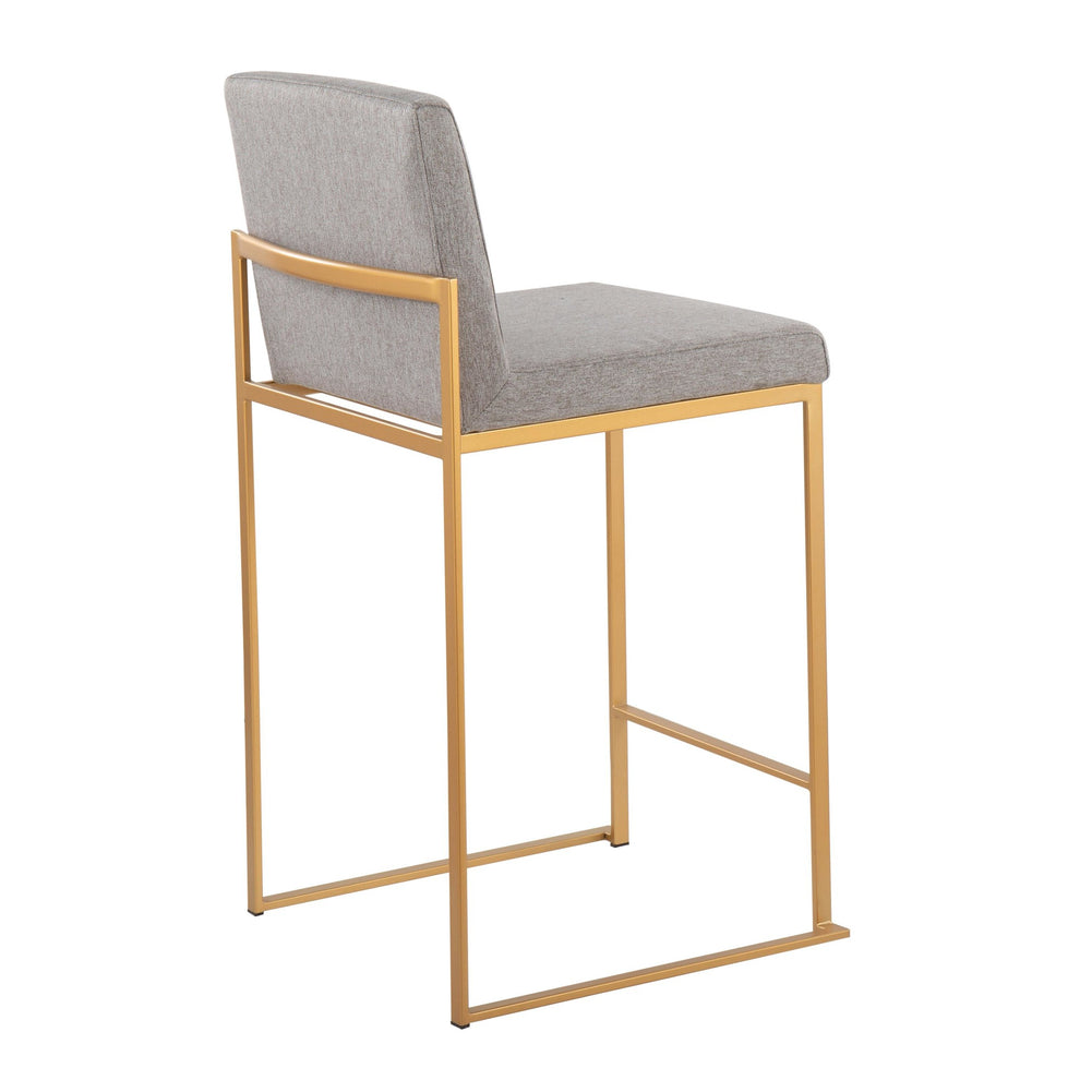 Fuji Contemporary High Back Counter Stool in Gold Steel and Beige Fabric By LumiSource - Set of 2 | Counter Stools | Modishstore - 23