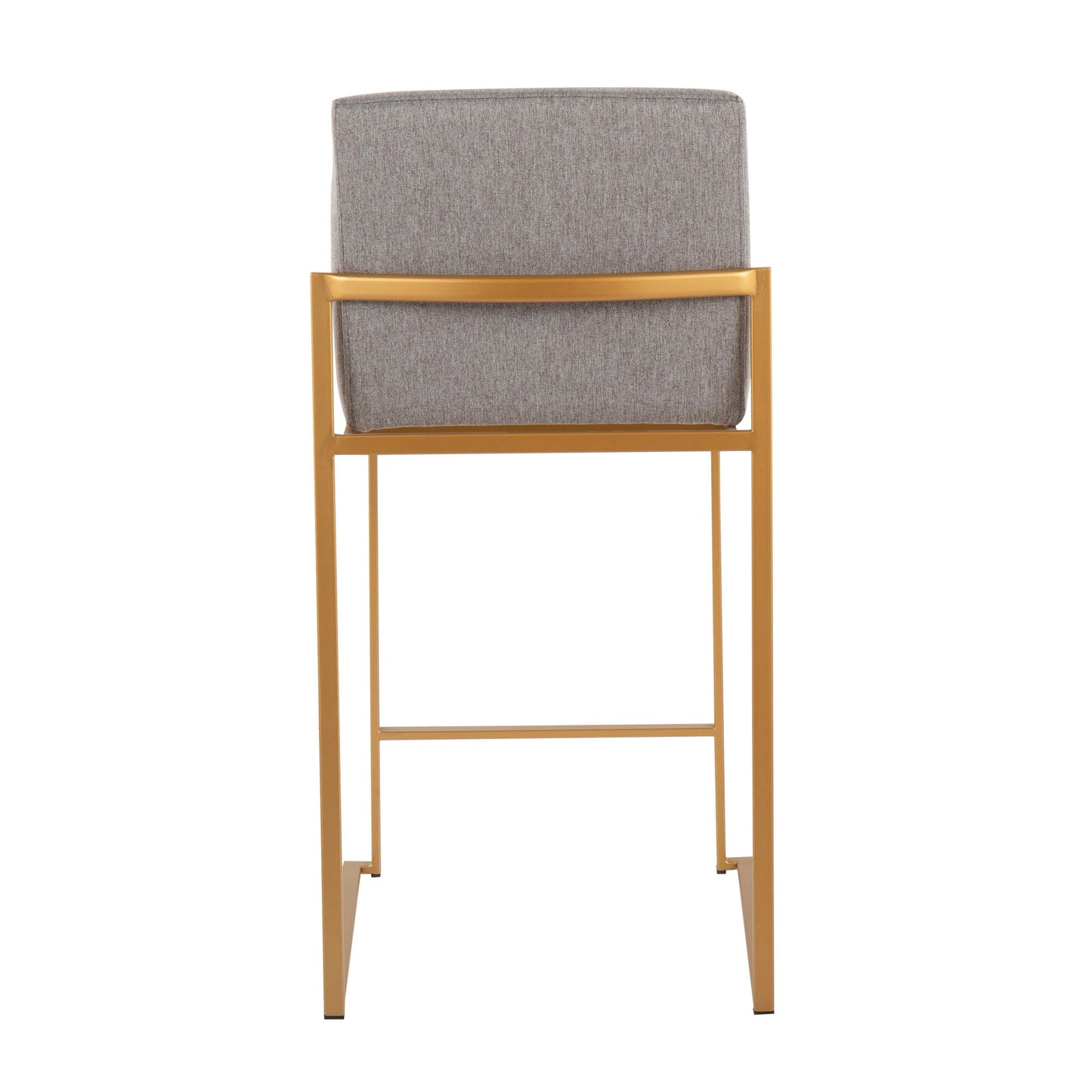 Fuji Contemporary High Back Counter Stool in Gold Steel and Beige Fabric By LumiSource - Set of 2 | Counter Stools | Modishstore - 24