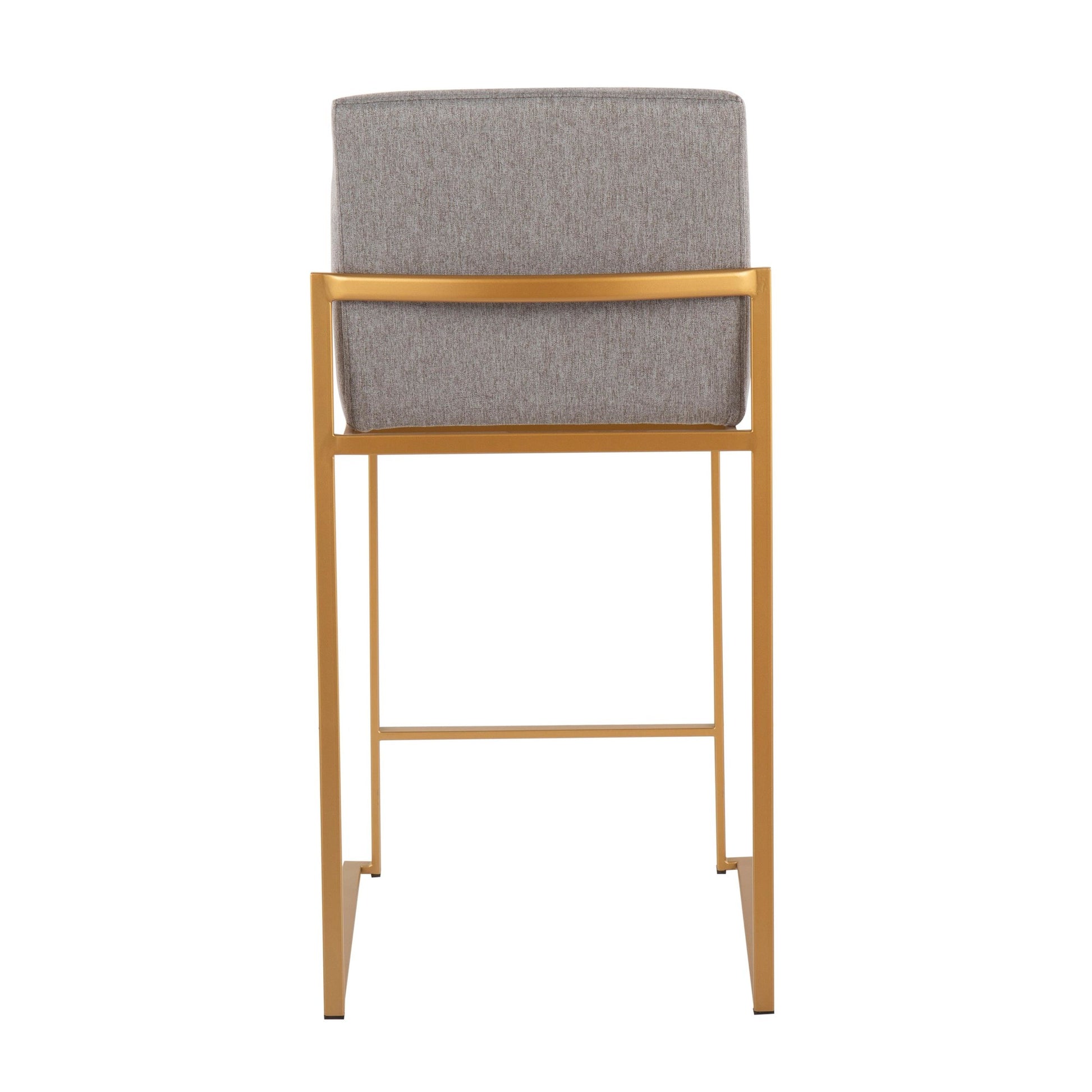 Fuji Contemporary High Back Counter Stool in Gold Steel and Beige Fabric By LumiSource - Set of 2 | Counter Stools | Modishstore - 24