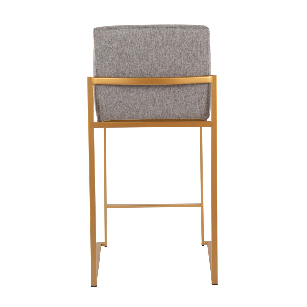Fuji Contemporary High Back Counter Stool in Gold Steel and Beige Fabric By LumiSource - Set of 2 | Counter Stools | Modishstore - 24