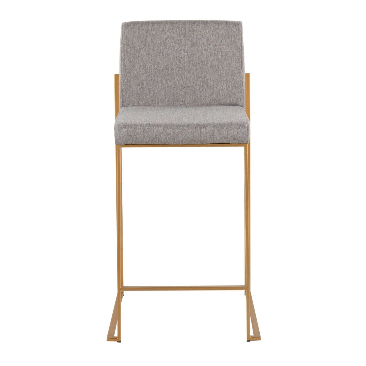 Fuji Contemporary High Back Counter Stool in Gold Steel and Beige Fabric By LumiSource - Set of 2 | Counter Stools | Modishstore - 18