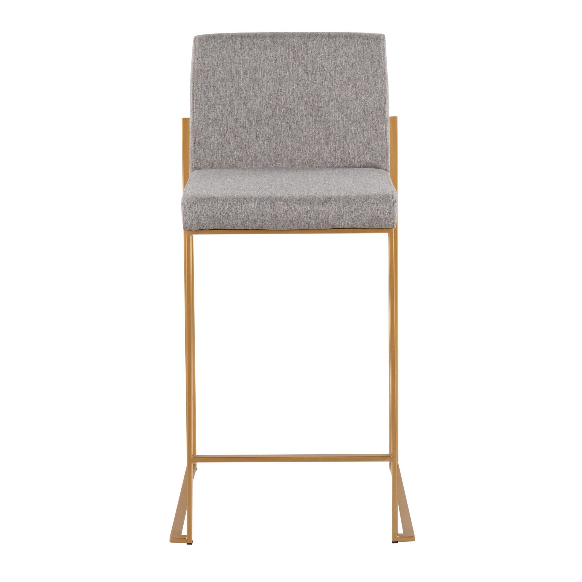 Fuji Contemporary High Back Counter Stool in Gold Steel and Beige Fabric By LumiSource - Set of 2 | Counter Stools | Modishstore - 18