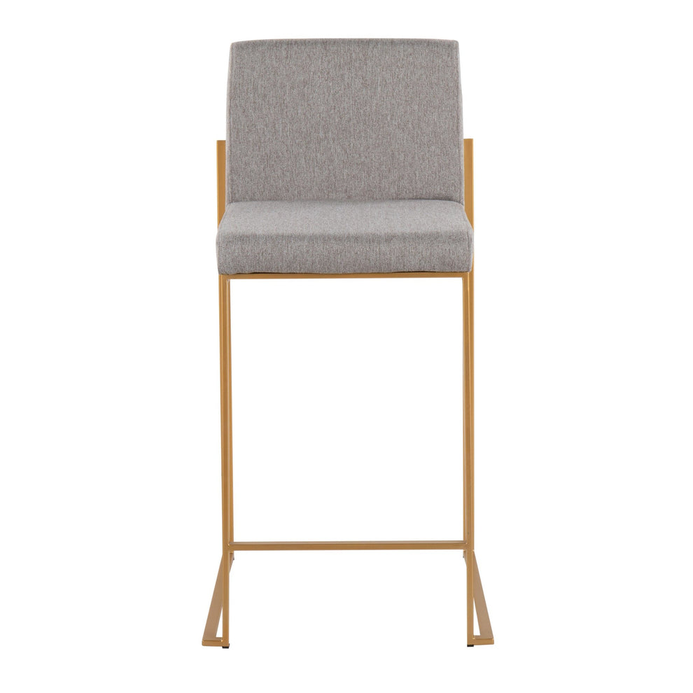 Fuji Contemporary High Back Counter Stool in Gold Steel and Beige Fabric By LumiSource - Set of 2 | Counter Stools | Modishstore - 18