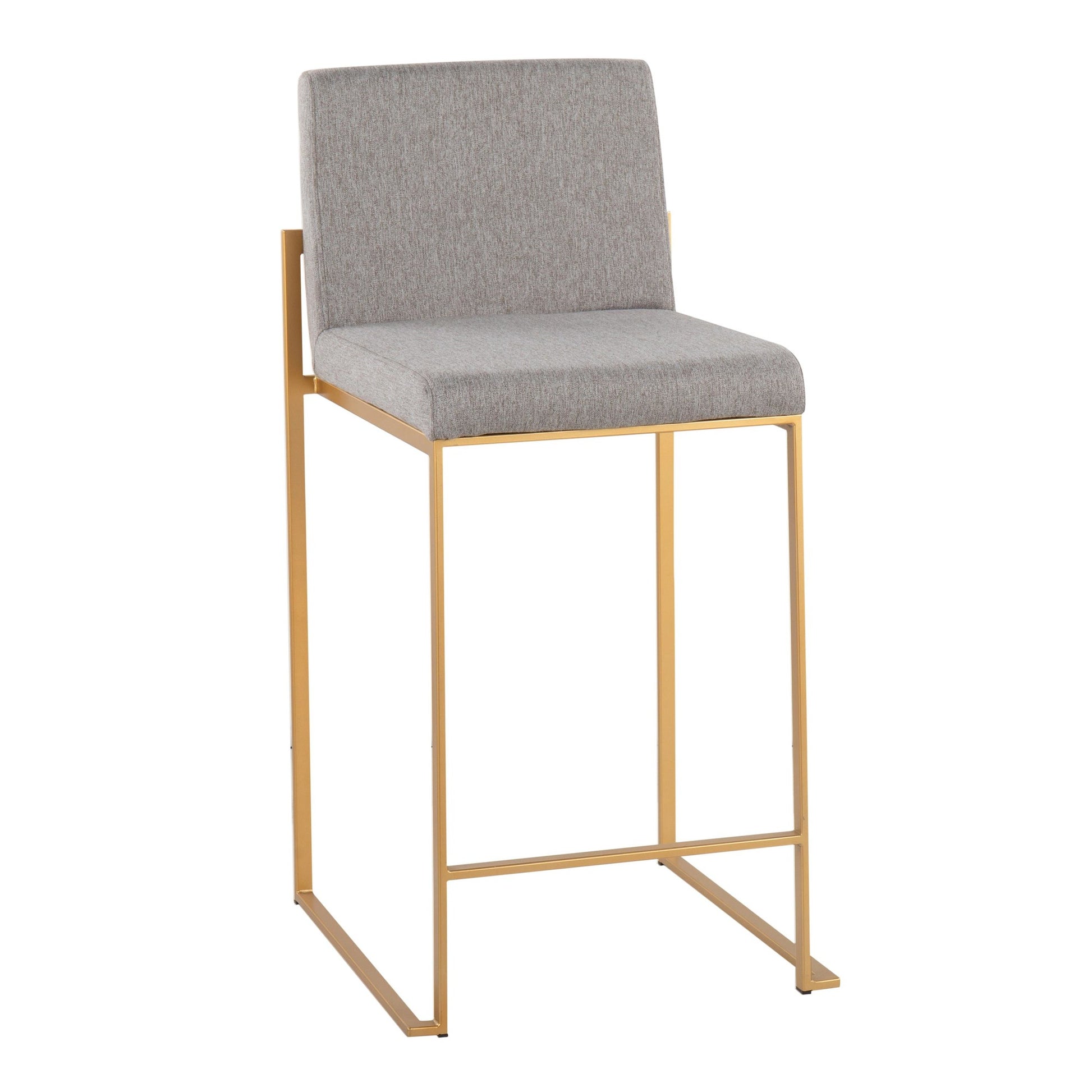 Fuji Contemporary High Back Counter Stool in Gold Steel and Beige Fabric By LumiSource - Set of 2 | Counter Stools | Modishstore - 21
