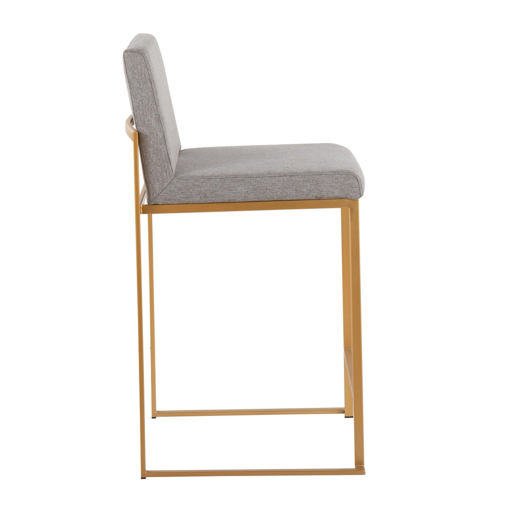 Fuji Contemporary High Back Counter Stool in Gold Steel and Beige Fabric By LumiSource - Set of 2 | Counter Stools | Modishstore - 22