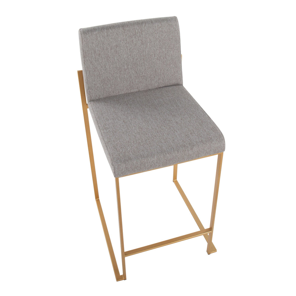 Fuji Contemporary High Back Counter Stool in Gold Steel and Beige Fabric By LumiSource - Set of 2 | Counter Stools | Modishstore - 19