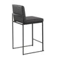 Fuji Contemporary High Back Barstool in Black Steel and White Faux Leather By LumiSource - Set of 2 | Bar Stools | Modishstore - 15