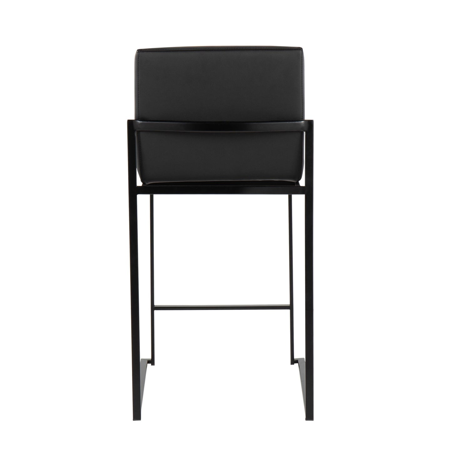 Fuji Contemporary High Back Barstool in Black Steel and White Faux Leather By LumiSource - Set of 2 | Bar Stools | Modishstore - 16
