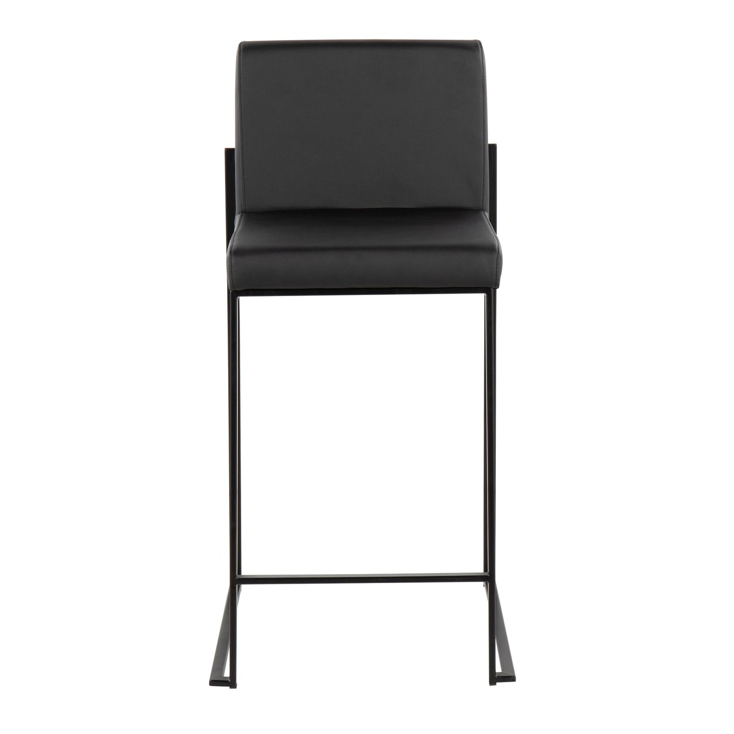 Fuji Contemporary High Back Barstool in Black Steel and White Faux Leather By LumiSource - Set of 2 | Bar Stools | Modishstore - 10