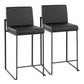 Fuji Contemporary High Back Barstool in Black Steel and White Faux Leather By LumiSource - Set of 2 | Bar Stools | Modishstore - 9