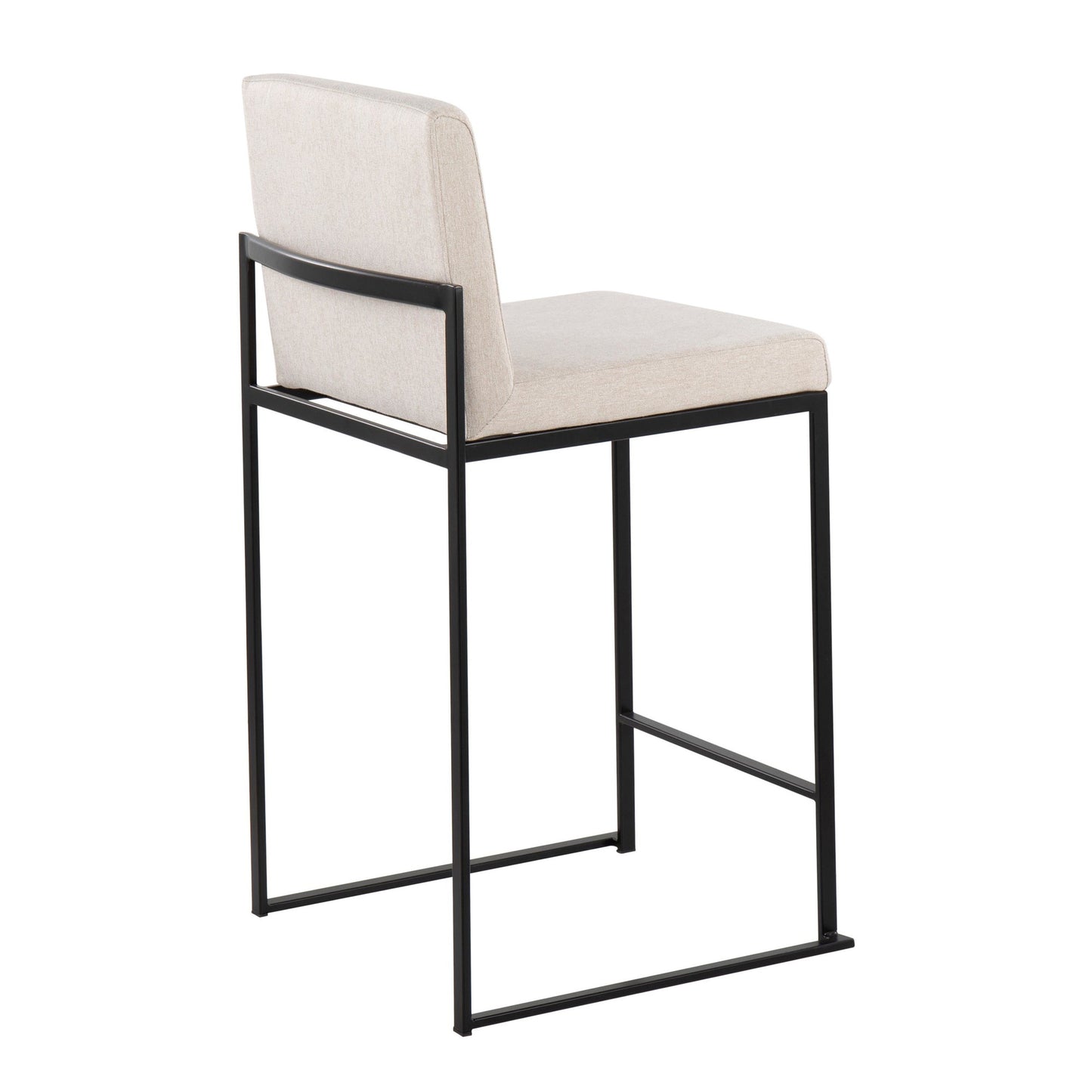Fuji Contemporary High Back Counter Stool in Black Steel and Beige Fabric By LumiSource - Set of 2 | Counter Stools | Modishstore - 7