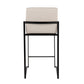 Fuji Contemporary High Back Counter Stool in Black Steel and Beige Fabric By LumiSource - Set of 2 | Counter Stools | Modishstore - 8