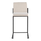 Fuji Contemporary High Back Counter Stool in Black Steel and Beige Fabric By LumiSource - Set of 2 | Counter Stools | Modishstore - 2