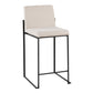 Fuji Contemporary High Back Counter Stool in Black Steel and Beige Fabric By LumiSource - Set of 2 | Counter Stools | Modishstore - 5