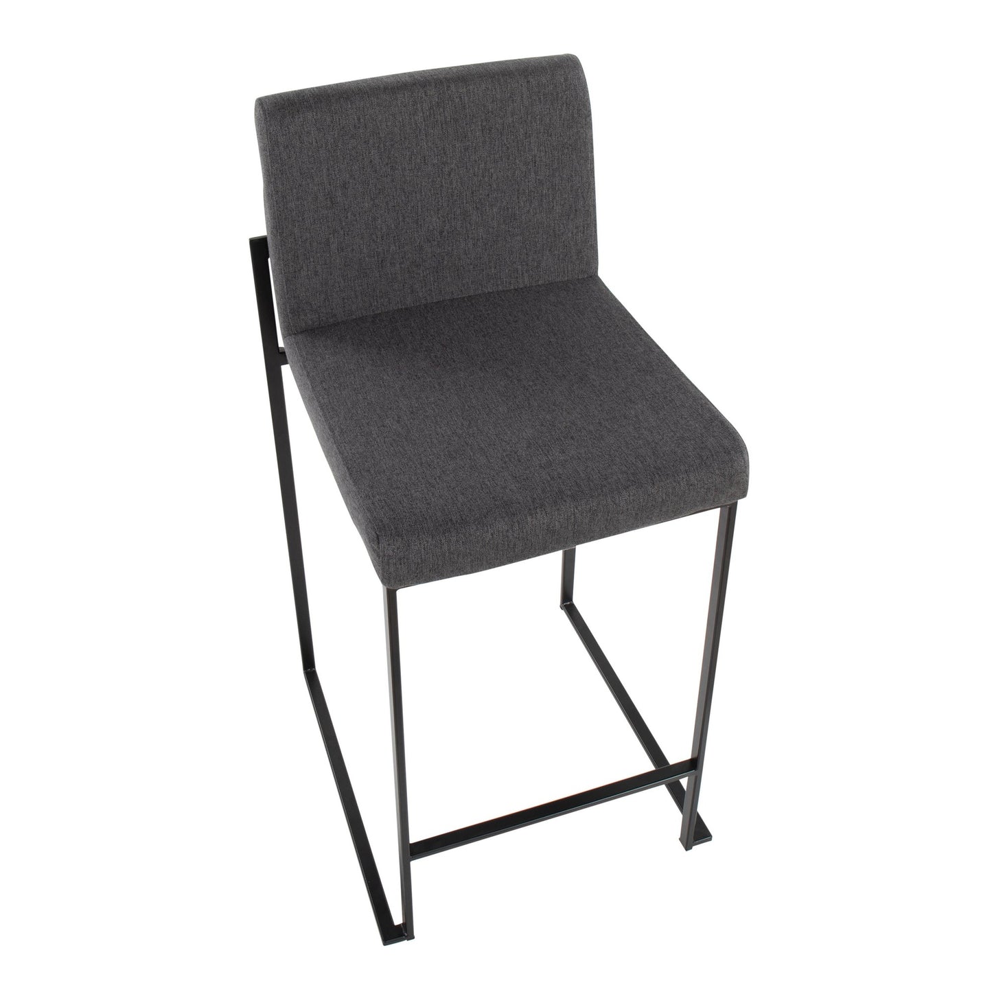 Fuji Contemporary High Back Counter Stool in Black Steel and Beige Fabric By LumiSource - Set of 2 | Counter Stools | Modishstore - 11