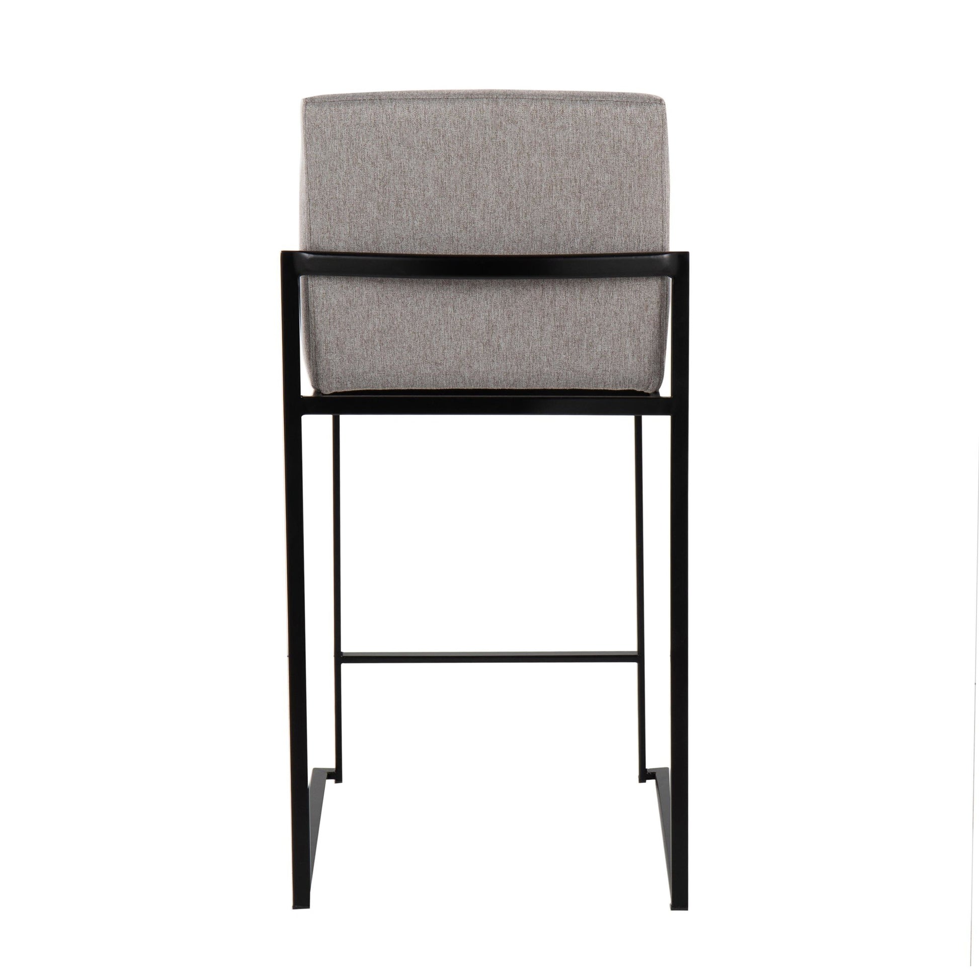 Fuji Contemporary High Back Counter Stool in Black Steel and Beige Fabric By LumiSource - Set of 2 | Counter Stools | Modishstore - 24