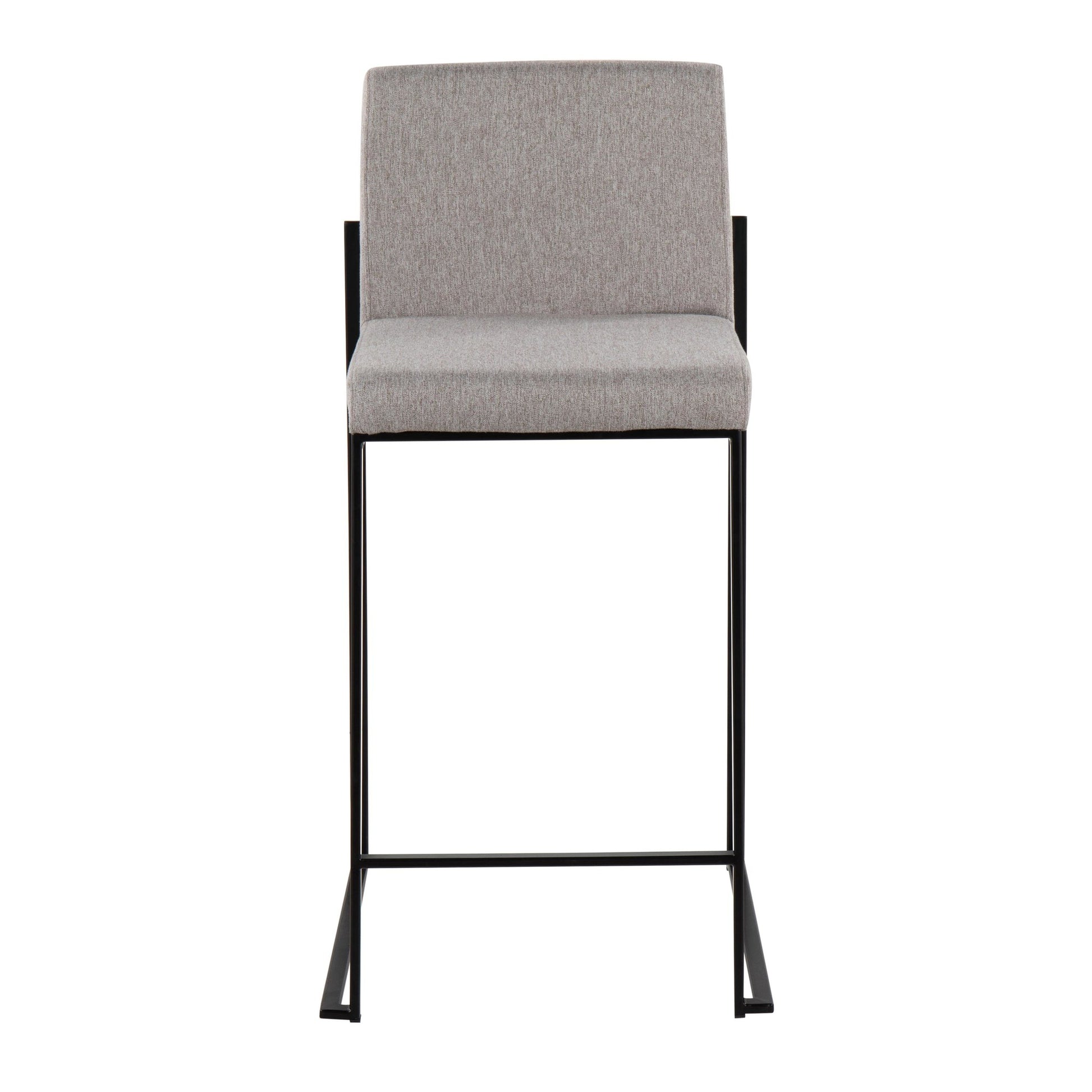 Fuji Contemporary High Back Counter Stool in Black Steel and Beige Fabric By LumiSource - Set of 2 | Counter Stools | Modishstore - 18