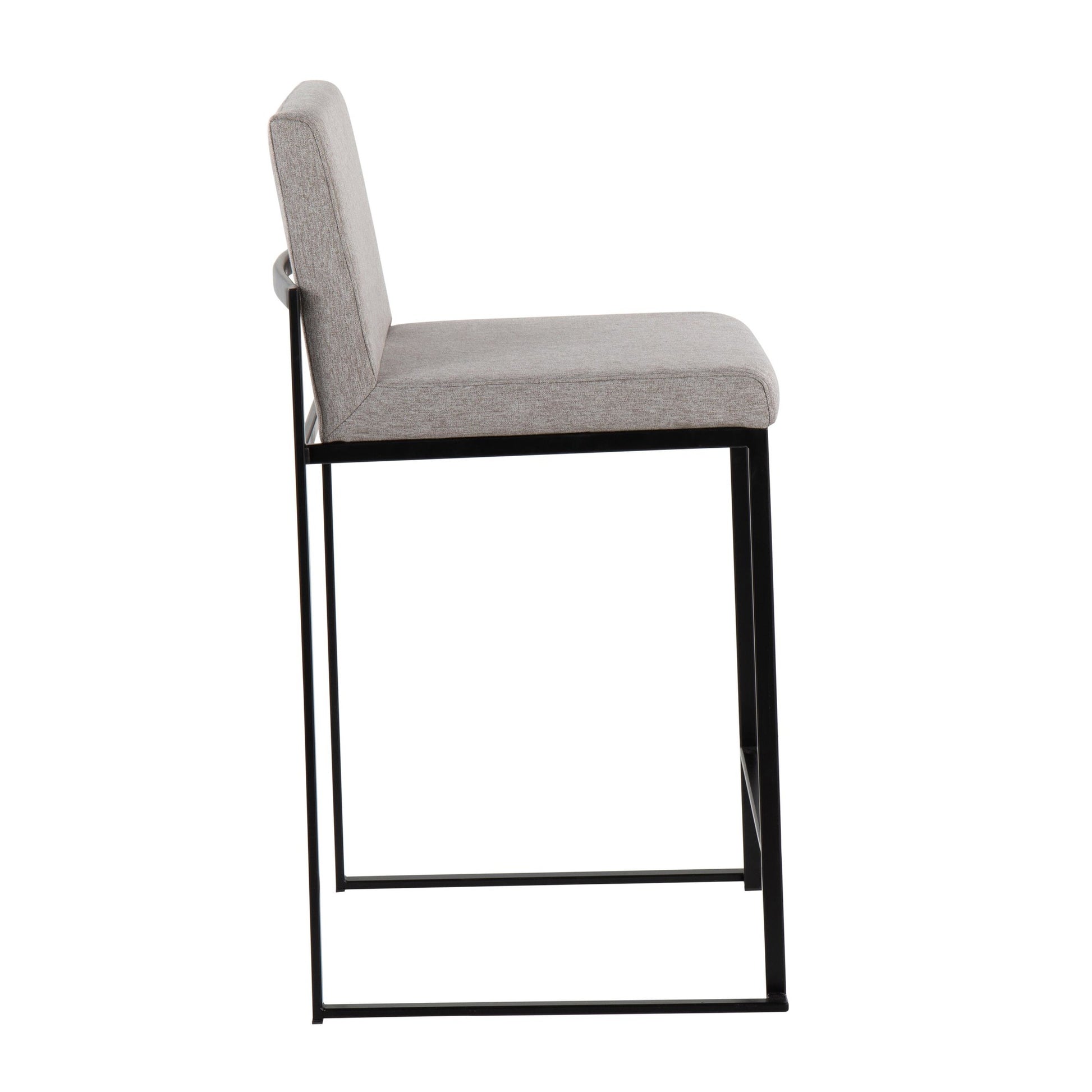 Fuji Contemporary High Back Counter Stool in Black Steel and Beige Fabric By LumiSource - Set of 2 | Counter Stools | Modishstore - 22