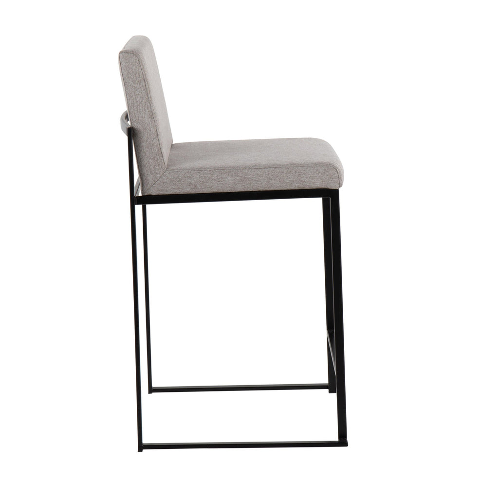 Fuji Contemporary High Back Counter Stool in Black Steel and Beige Fabric By LumiSource - Set of 2 | Counter Stools | Modishstore - 22