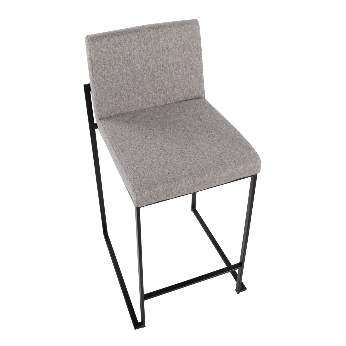 Fuji Contemporary High Back Counter Stool in Black Steel and Beige Fabric By LumiSource - Set of 2 | Counter Stools | Modishstore - 19