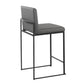 Fuji Contemporary High Back Counter Stool in Black Steel and Grey Faux Leather By LumiSource - Set of 2 | Counter Stools | Modishstore - 7