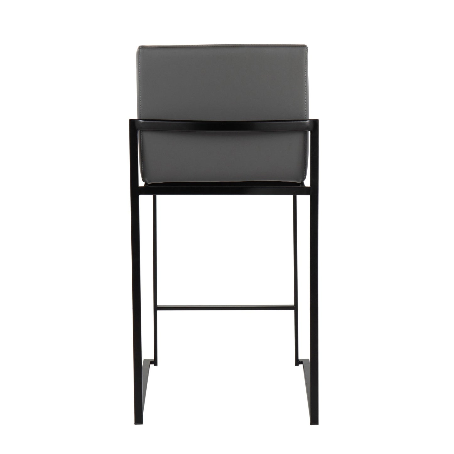Fuji Contemporary High Back Counter Stool in Black Steel and Grey Faux Leather By LumiSource - Set of 2 | Counter Stools | Modishstore - 8