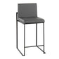 Fuji Contemporary High Back Counter Stool in Black Steel and Grey Faux Leather By LumiSource - Set of 2 | Counter Stools | Modishstore - 5