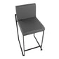 Fuji Contemporary High Back Counter Stool in Black Steel and Grey Faux Leather By LumiSource - Set of 2 | Counter Stools | Modishstore - 3