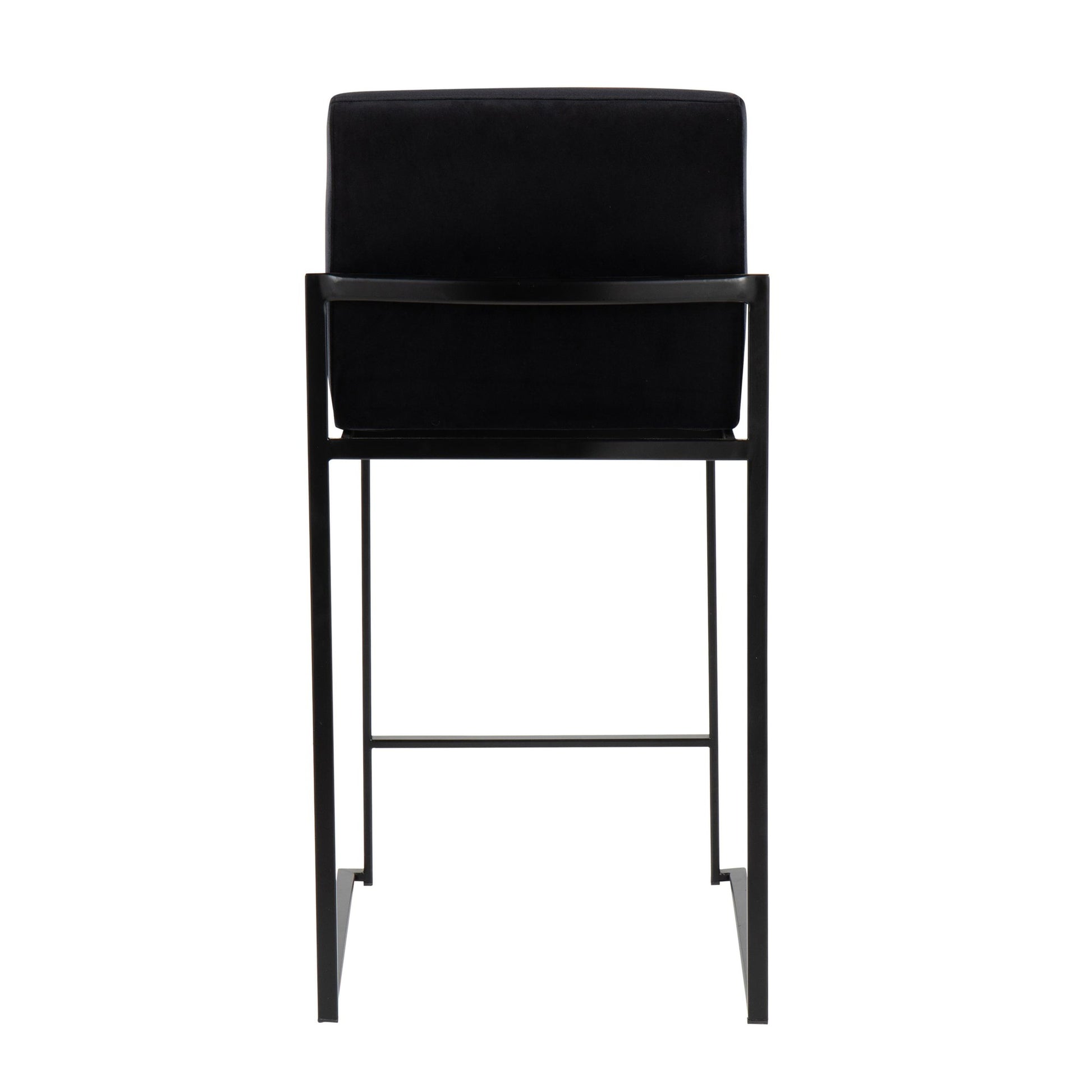 Fuji Contemporary High Back Counter Stool in Black Steel and Black Velvet By LumiSource - Set of 2 | Counter Stools | Modishstore - 8