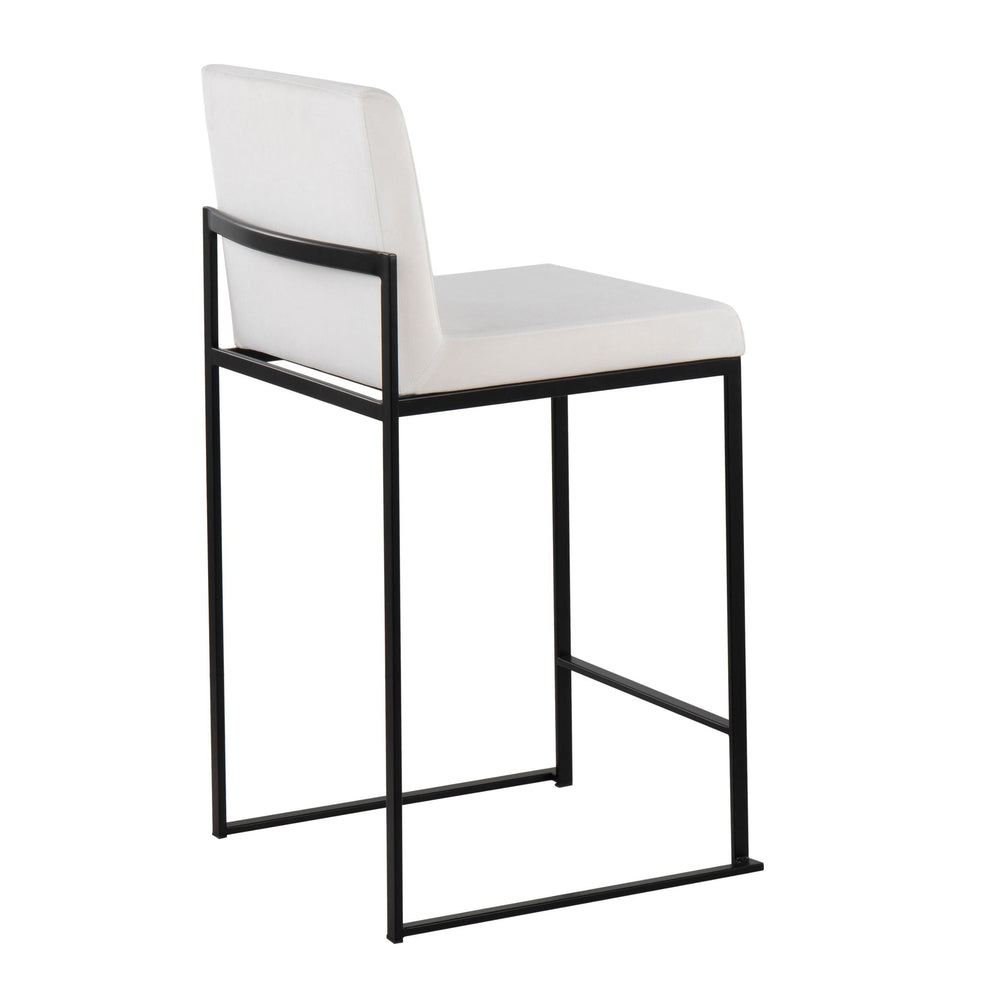 Fuji Contemporary High Back Counter Stool in Black Steel and Black Velvet By LumiSource - Set of 2 | Counter Stools | Modishstore - 15
