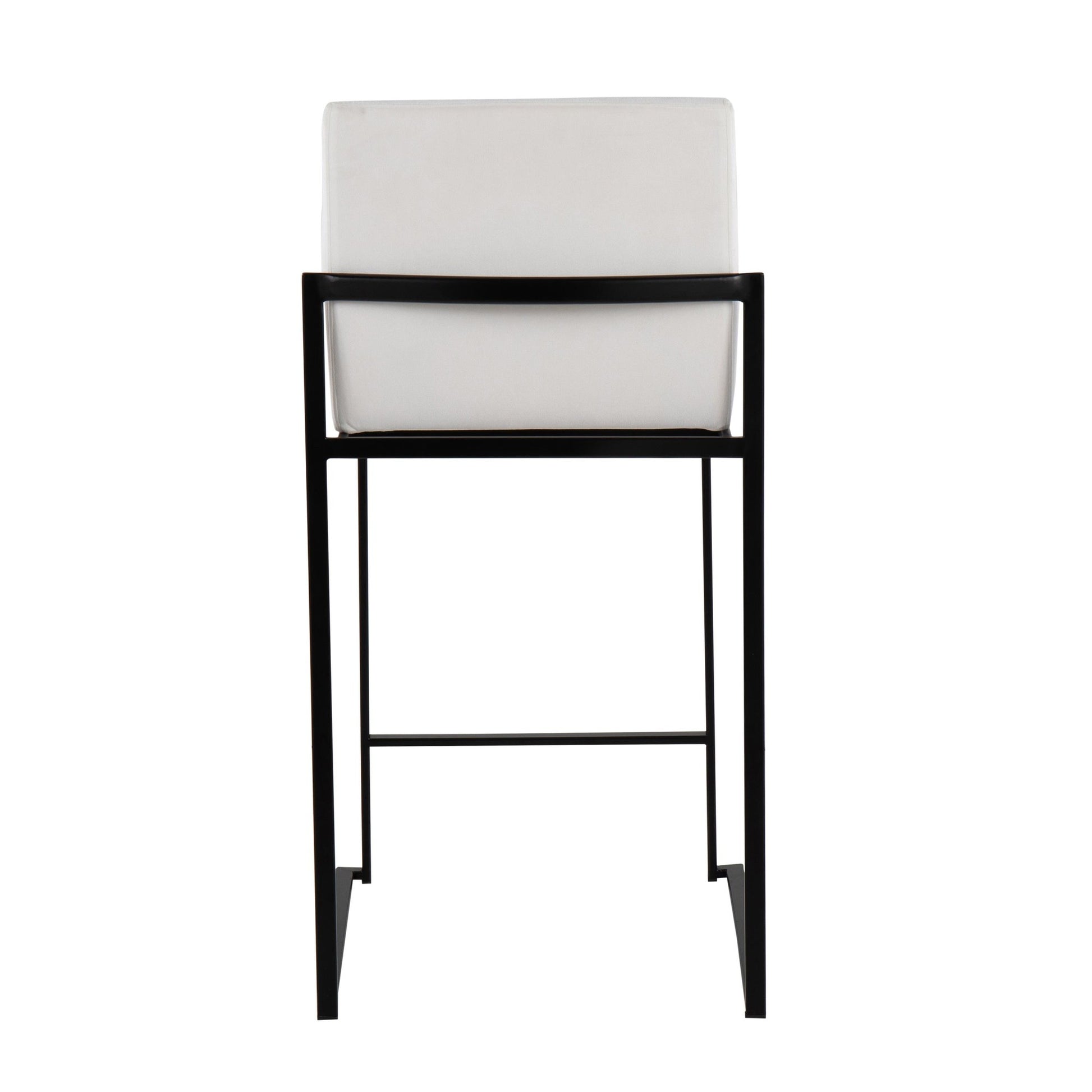 Fuji Contemporary High Back Counter Stool in Black Steel and Black Velvet By LumiSource - Set of 2 | Counter Stools | Modishstore - 16