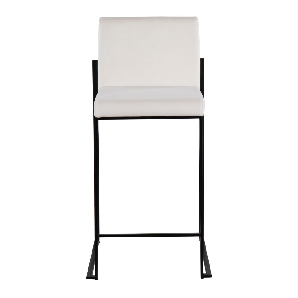 Fuji Contemporary High Back Counter Stool in Black Steel and Black Velvet By LumiSource - Set of 2 | Counter Stools | Modishstore - 10